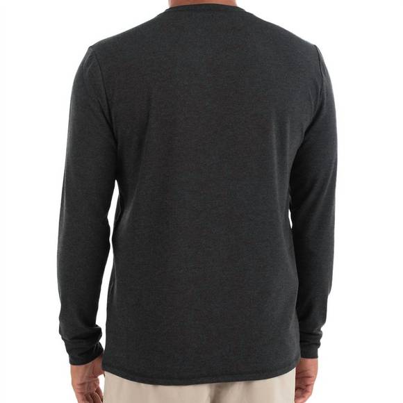 NEW FREE FLY men's bamboo flex long sleeve top in heather black - Picture 2 of 3
